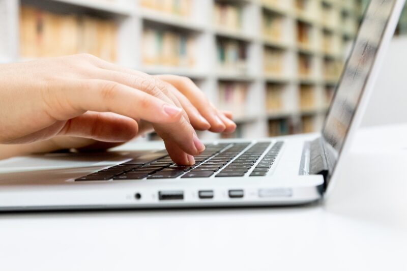 Person typing content