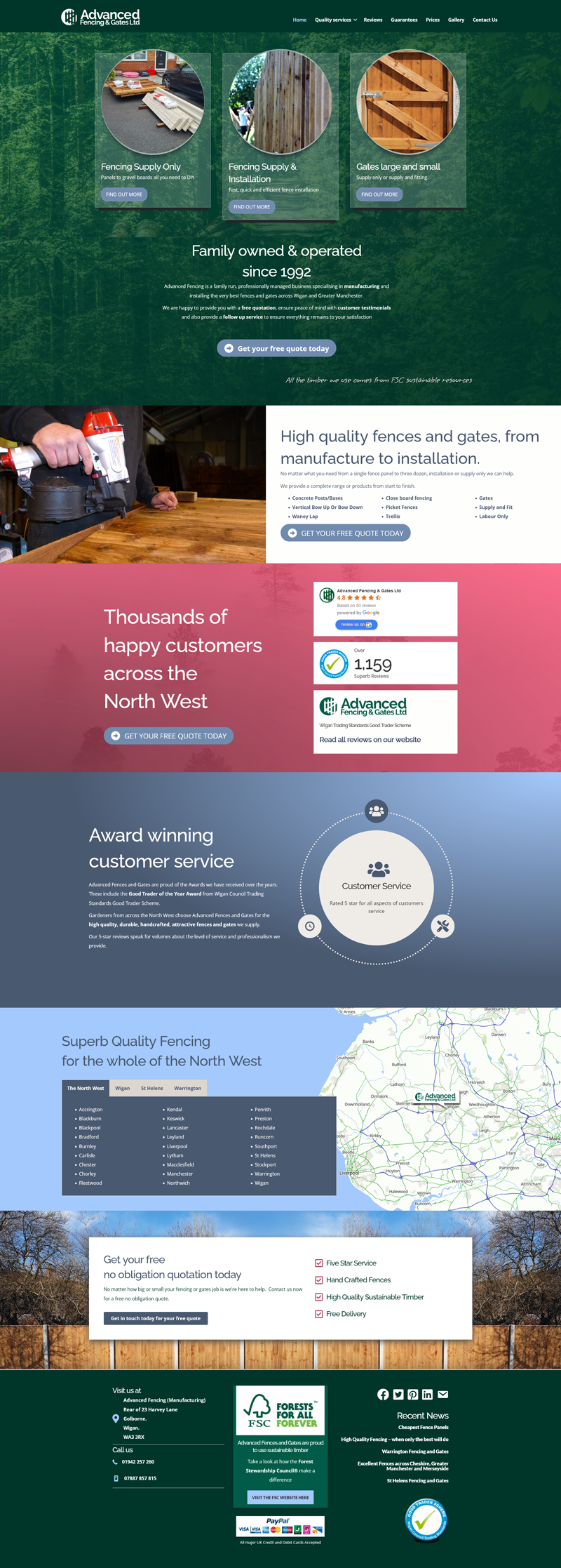 Advanced Fencing Website 2022 website design