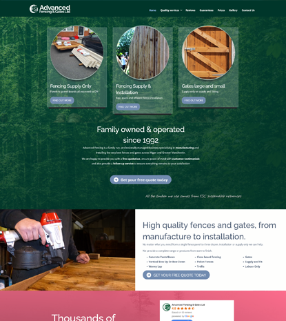 Advanced Fencing Website 2022 website design