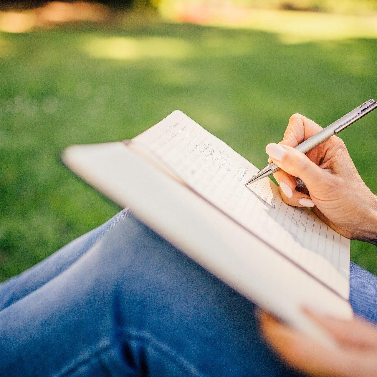 writing website content with paper and pen